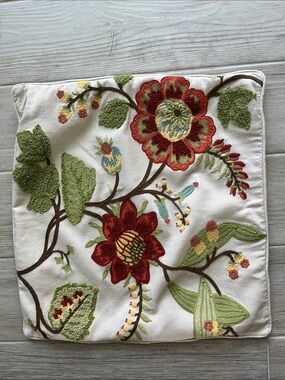 Pier 1 imports Embroidered Multicolor floral harvest pillow sham textured square
